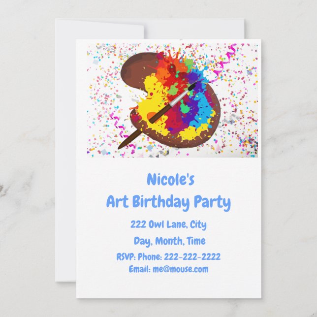 Invitación a la fiesta de cumpleaños de artesanía  (Reverso)