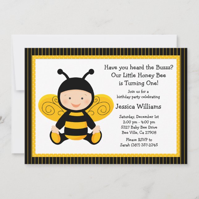 Invitación a la fiesta de cumpleaños de Baby Bee B (Anverso)