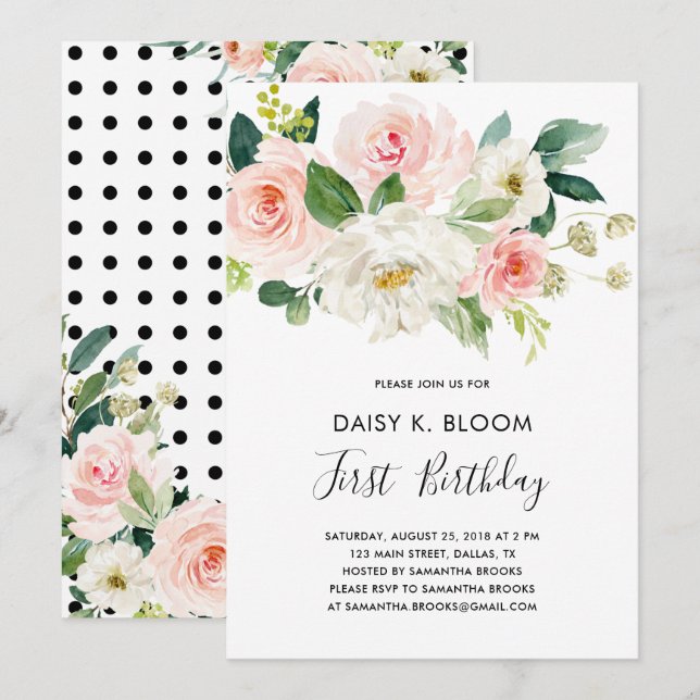 Invitación a la fiesta de cumpleaños de Baby Girl (Anverso / Reverso)