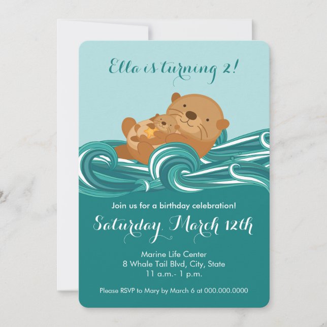 Invitación a la fiesta de cumpleaños de Baby Otter (Anverso)