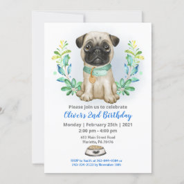 Invitación a la fiesta de cumpleaños de Baby Pug