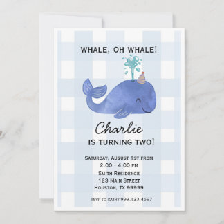 Invitación a la fiesta de cumpleaños de ballena az