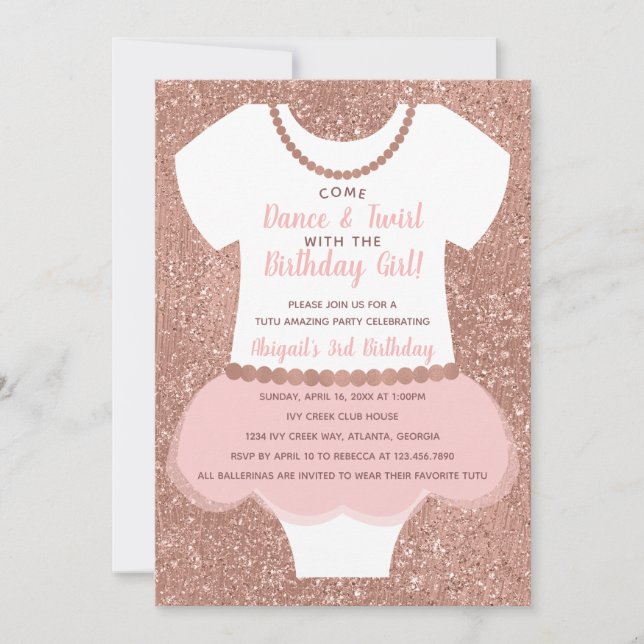 Invitación a la fiesta de cumpleaños de Ballerina, (Anverso)