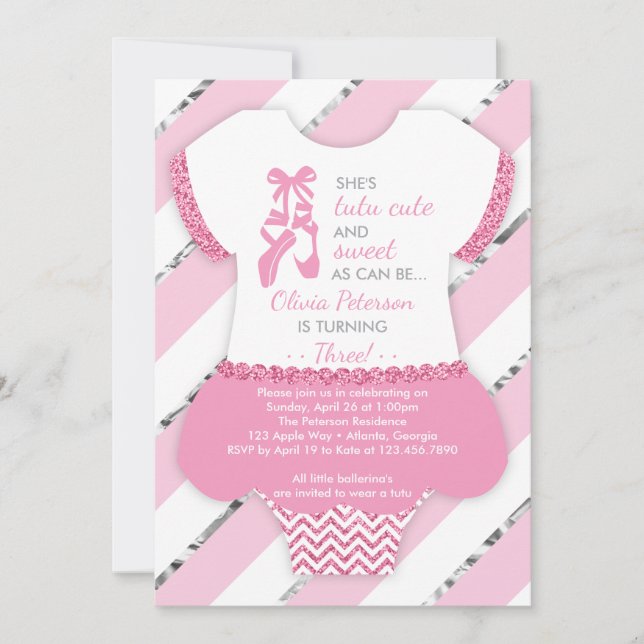 Invitación a la fiesta de cumpleaños de Ballerina, (Anverso)