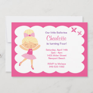 Invitación a la fiesta de cumpleaños de Ballerina