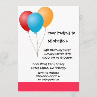 Invitación a la fiesta de cumpleaños de Ballon