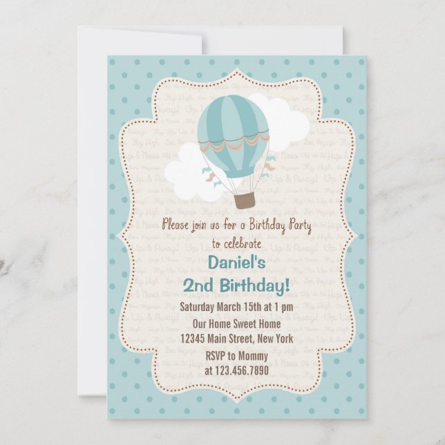 Invitación a la fiesta de cumpleaños de Balón de a (Anverso)