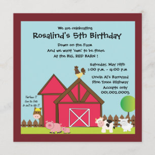 Invitación a la fiesta de cumpleaños de Barnyard -