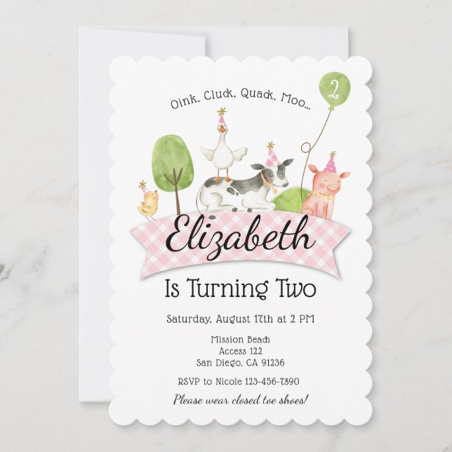 Invitación a la fiesta de cumpleaños de Barnyard p (Anverso)