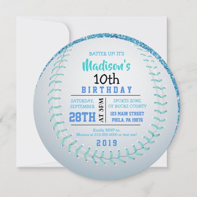 Invitación a la fiesta de cumpleaños de BASEBALL R (Anverso)