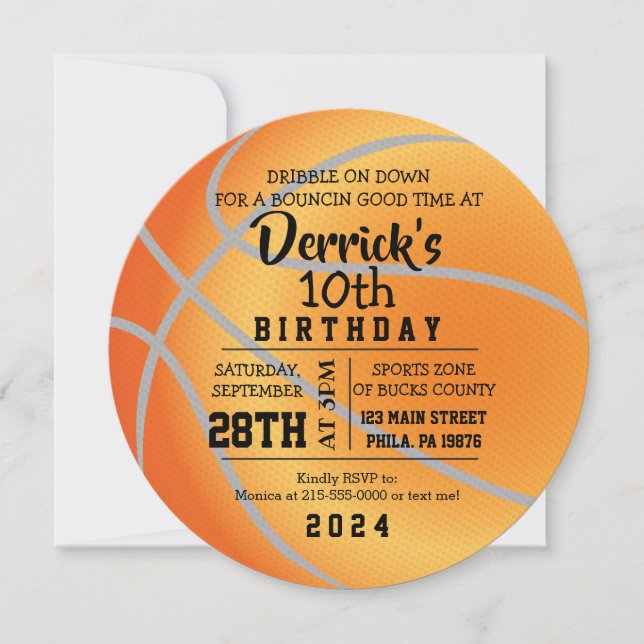 Invitación a la fiesta de cumpleaños de BASKETBALL (Anverso)