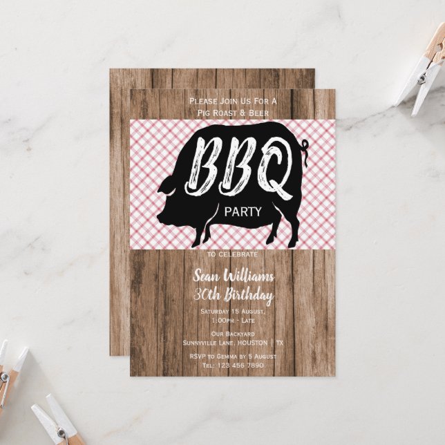 Invitación a la fiesta de cumpleaños de BBQ (Anverso/Reverso In Situ)