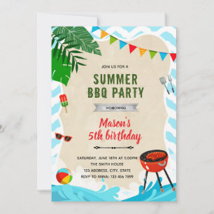 Invitación a la fiesta de cumpleaños de Beach pool