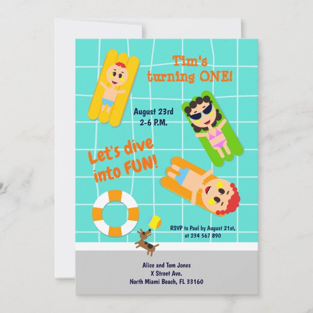 Invitación a la fiesta de cumpleaños de bebé (Anverso)