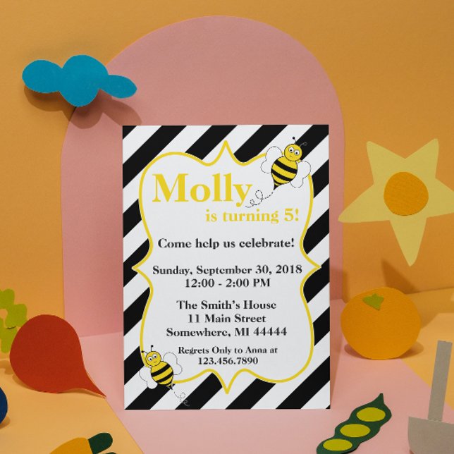 Invitación a la fiesta de cumpleaños de Bee Bumble (Subido por el creador)