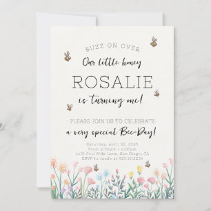 Invitación a la fiesta de cumpleaños de Bee Flower