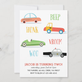 Invitación a la fiesta de cumpleaños de Beep Honk 