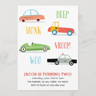 Invitación a la fiesta de cumpleaños de Beep Honk