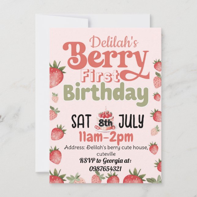 Invitación a la fiesta de cumpleaños de Berry (Anverso)