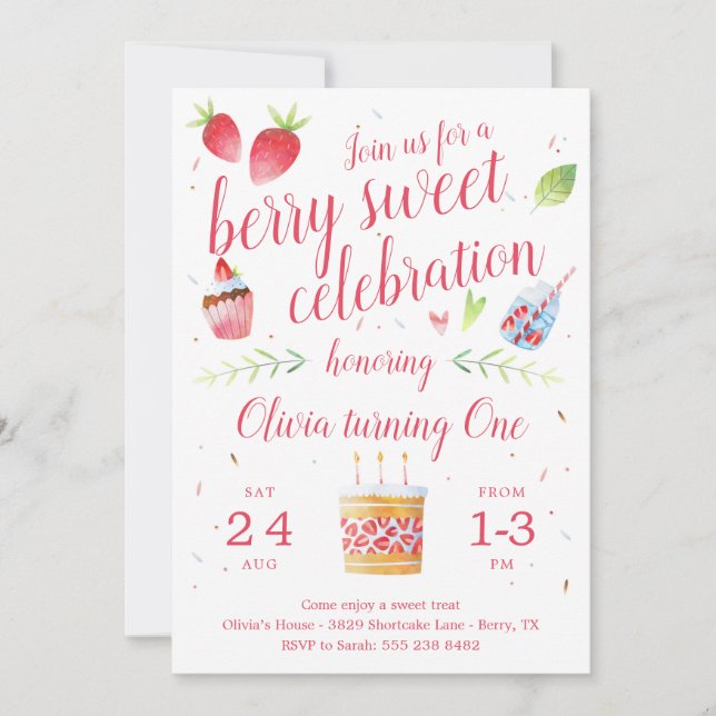 Invitación a la fiesta de cumpleaños de Berry Swee (Anverso)