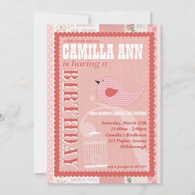 Invitación a la fiesta de cumpleaños de Birdie (Anverso)