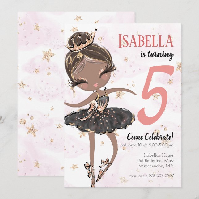 Invitación a la fiesta de cumpleaños de Black Ball (Anverso / Reverso)