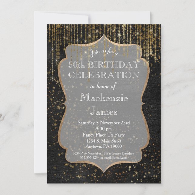 Invitación a la fiesta de cumpleaños de Black Gold (Anverso)