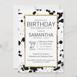 Invitación a la fiesta de cumpleaños de Black Ink