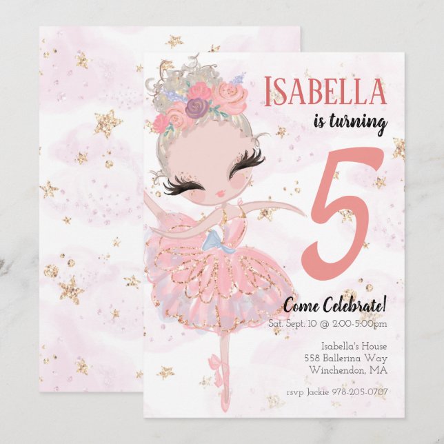Invitación a la fiesta de cumpleaños de Blonde Bal (Anverso / Reverso)
