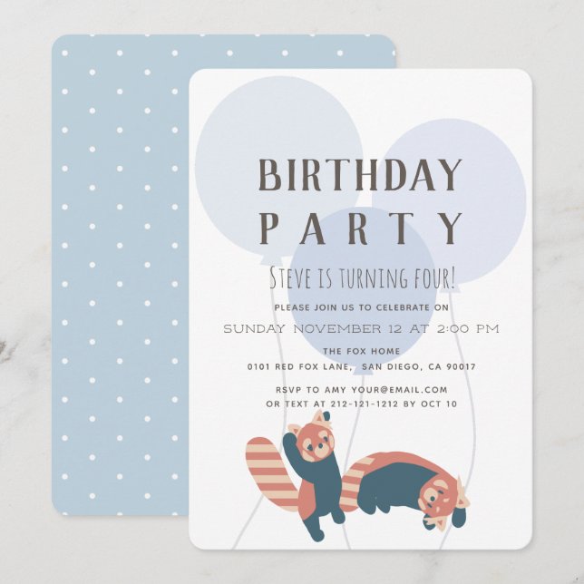 Invitación a la fiesta de cumpleaños de Blue Ballo (Anverso / Reverso)