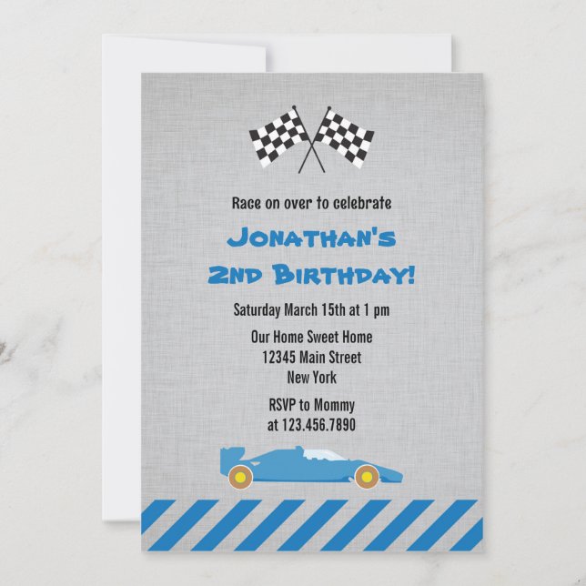 Invitación a la fiesta de cumpleaños de Blue Race  (Anverso)