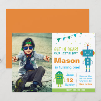 Invitación a la fiesta de cumpleaños de Blue Robot