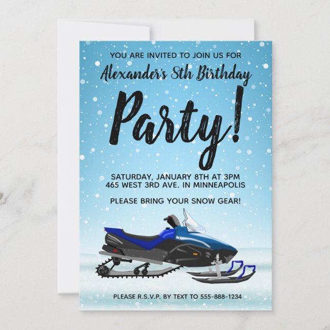 Invitación a la fiesta de cumpleaños de Blue Snowm (Anverso)
