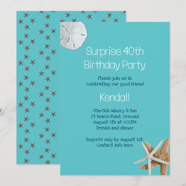 Invitación a la fiesta de cumpleaños de Blue Starf (Anverso / Reverso)