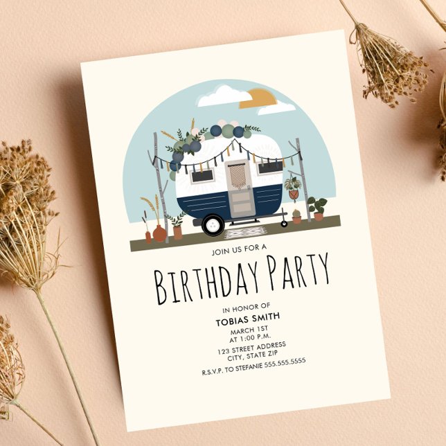 Invitación a la fiesta de cumpleaños de Boho Blue  (Subido por el creador)