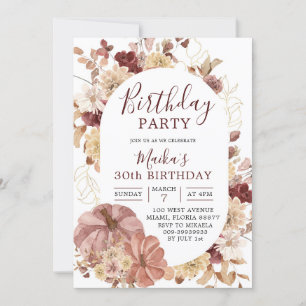 Invitación a la fiesta de cumpleaños de Boho Flora