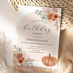 Invitación a la fiesta de cumpleaños de Boho otoño