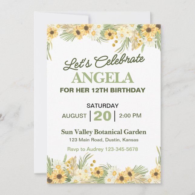 Invitación a la fiesta de cumpleaños de bonito ama (Anverso)