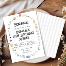 Invitación a la fiesta de cumpleaños de Bonjour