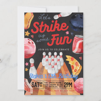 Invitación a la fiesta de cumpleaños de Bowling