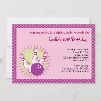 Invitación a la fiesta de cumpleaños de Bowling