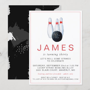 Invitación a la fiesta de cumpleaños de Bowling