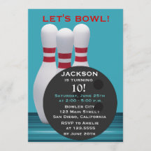 Invitación a la fiesta de cumpleaños de Bowling