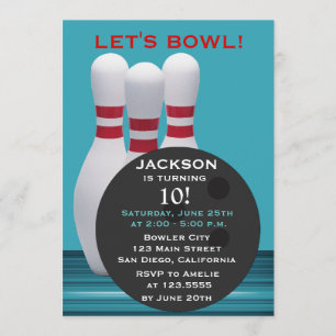 Invitación a la fiesta de cumpleaños de Bowling