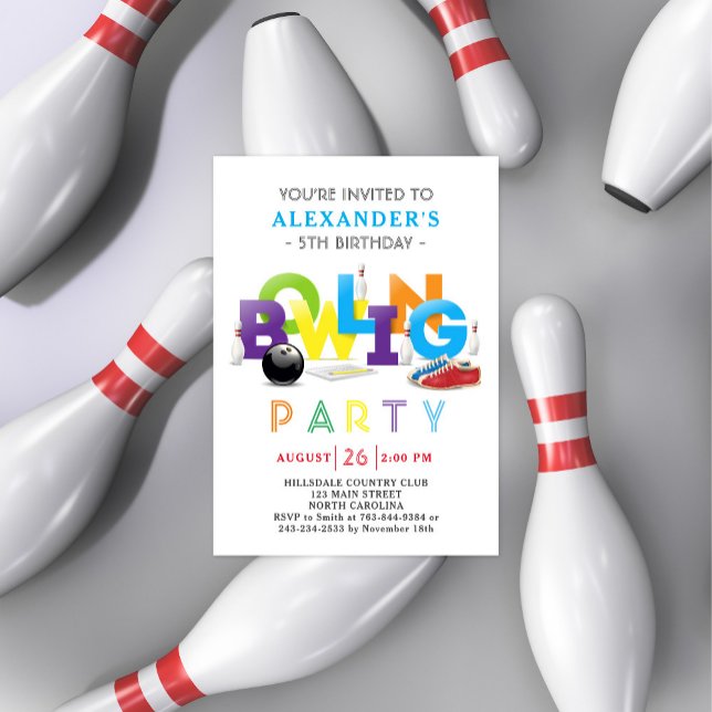 Invitación a la fiesta de cumpleaños de Bowling (Subido por el creador)