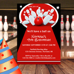 Invitación a la fiesta de cumpleaños de Bowling