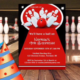Invitación a la fiesta de cumpleaños de Bowling