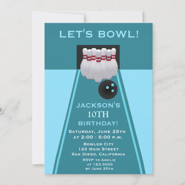 Invitación a la fiesta de cumpleaños de Bowling Bo (Anverso)