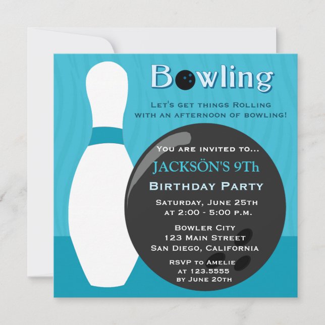 Invitación a la fiesta de cumpleaños de Bowling Bo (Anverso)