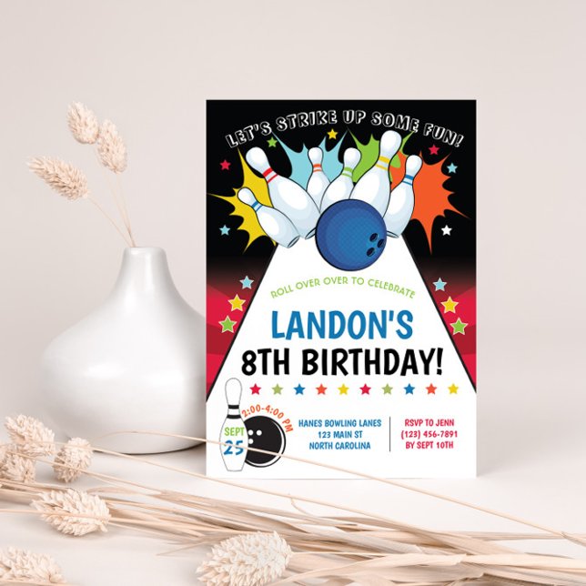Invitación a la fiesta de cumpleaños de Bowling, c (Subido por el creador)